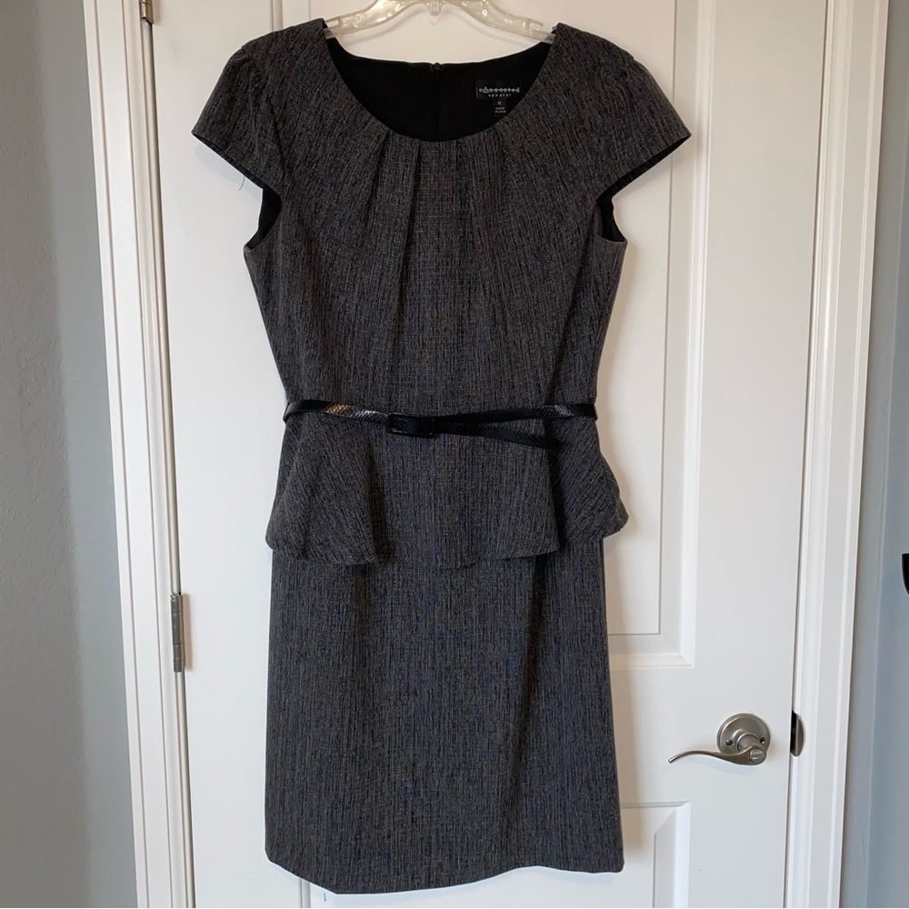 Connected peplum dress with belt